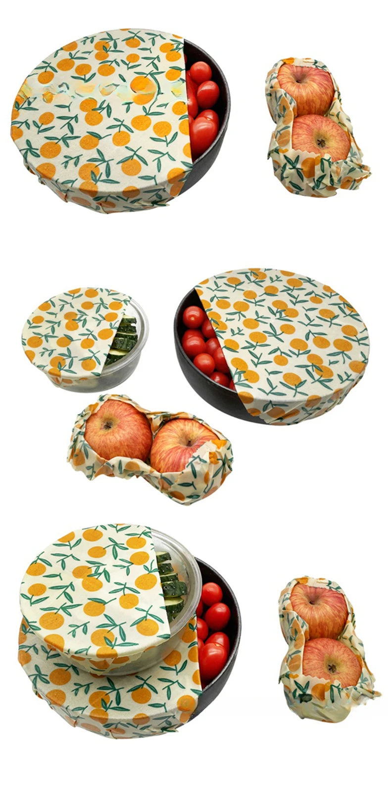 3PCS Set Reusable Organic Beeswax Food Wrap for Fresh Keeping and Eco Friendly Kitchen Plastic Packaging Paper Food Packaging
