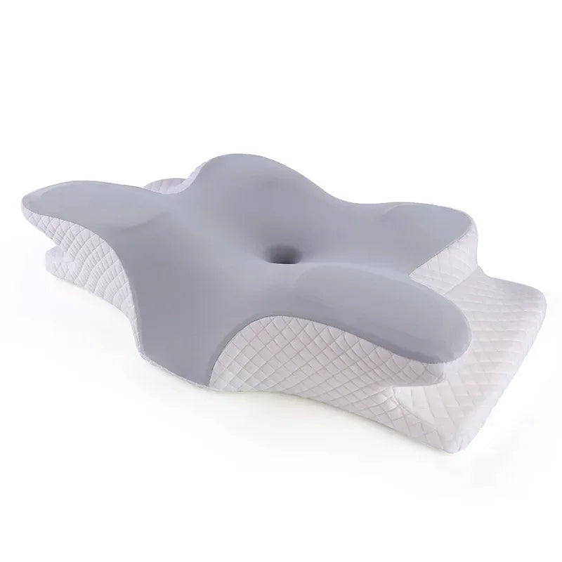Butterfly-shaped memory foam neck pillow, slow rebound, orthopedic, relieves pain, aids sleep