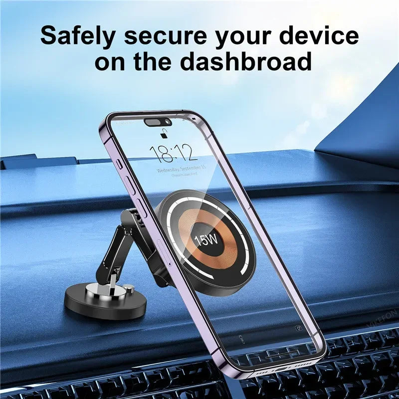 15W Magnetic Wireless Car Charger – Dash Mount for iPhone 12–15 Series