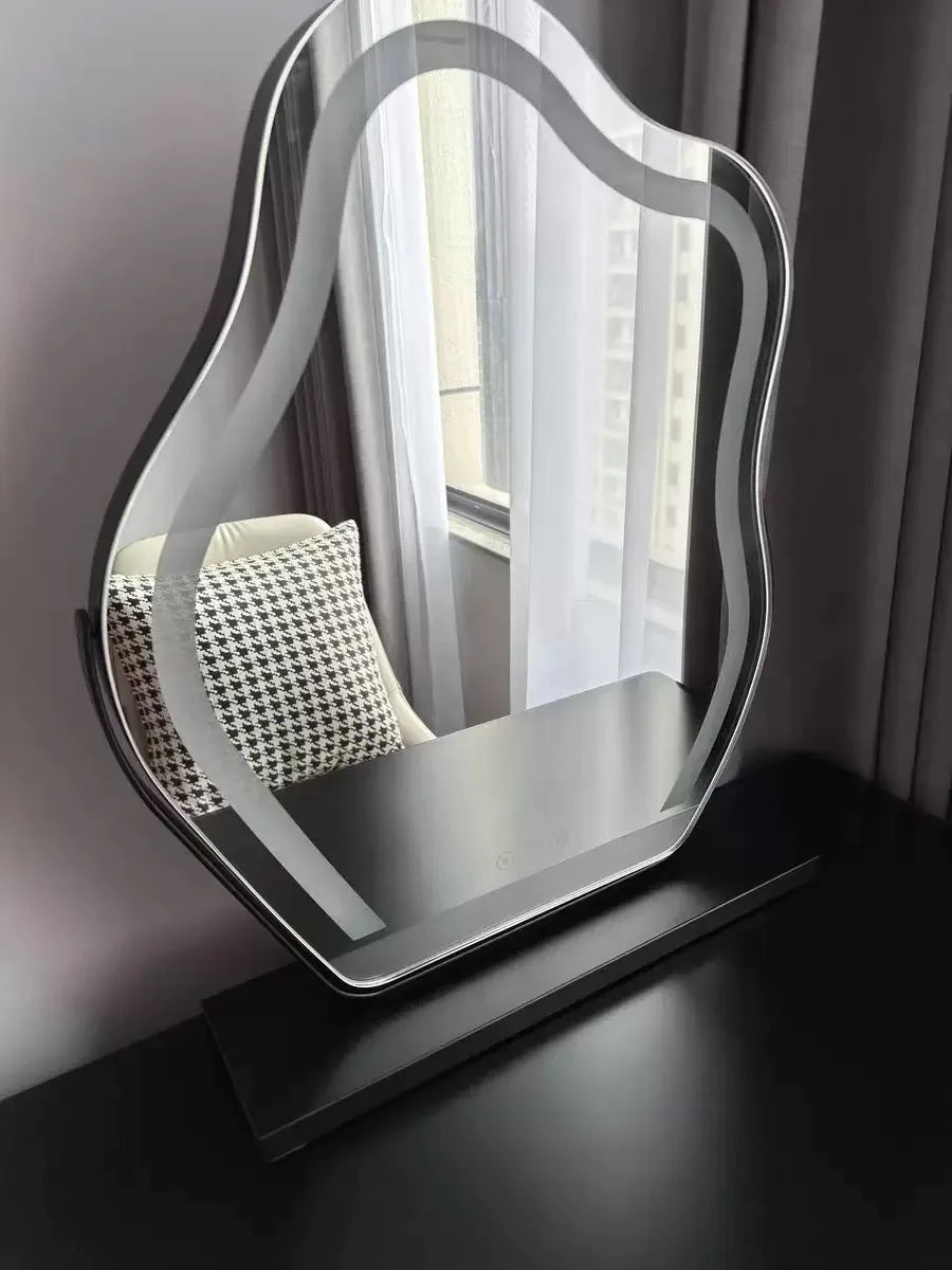 Cloud Shape vanity Mirror with Lights LED Makeup Mirror with Dimmable 3 Modes Touch Screen Control White 360-Degree Rotation