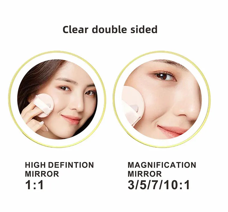 8 Inch Gold Wall Mounted Makeup LED Mirror 3X-10X Magnifying USB Charing Double Side Bathroom Smart 3 color Cosmetic Mirror