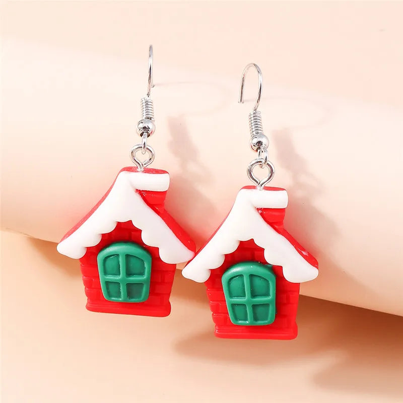 Aihua Hot Sale 3D Cute Cartoon Christmas Earrings Kawaii Fluffy Decoration Tree Deer Bell Earrings for Women Xmas New Year Gifts