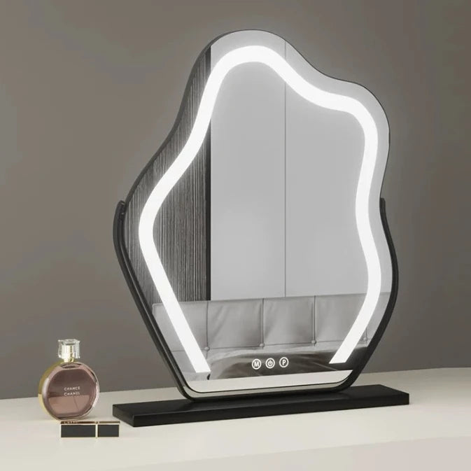 Cloud Shape vanity Mirror with Lights LED Makeup Mirror with Dimmable 3 Modes Touch Screen Control White 360-Degree Rotation