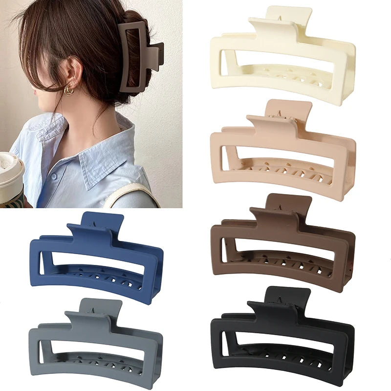 8.5cm 10.5cm Large Square Matte Hair Claw Clip Non Slip Solid Color Shark Hair Clip for Women Girls Hair Accessories