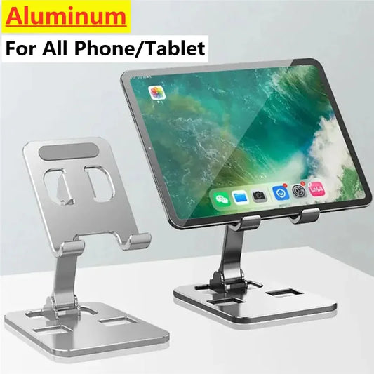 AeroStand™ Universal Aluminum Tablet &amp; Phone Holder – Premium Adjustable Folding Desktop Mount