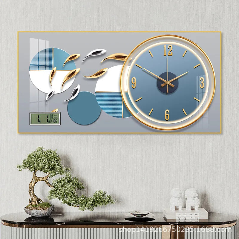 Simple modern fashion aluminum wall clock clock with temperature calendar clock