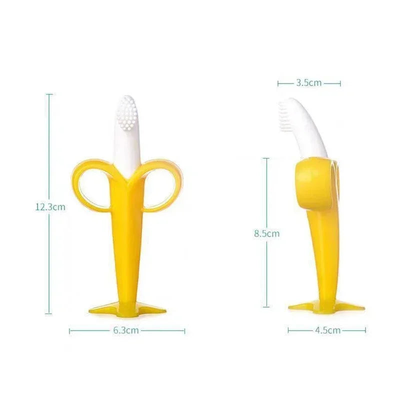 Baby Silicone Training Toothbrush BPA Free Banana Shape Safe Toddle Teether Chew Toys Teething Ring Gift For Infant  Chewing