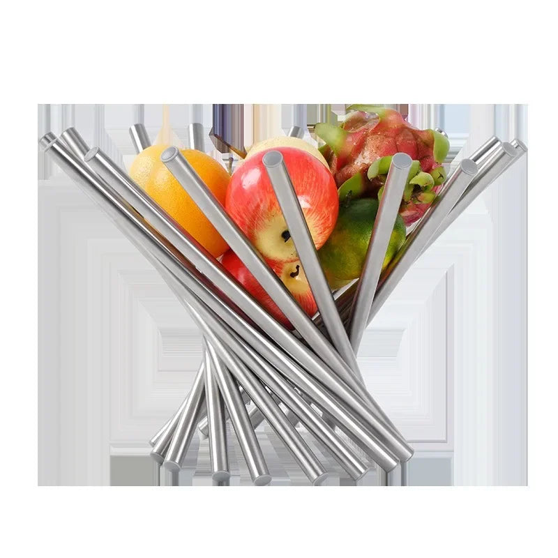 Creative Stainless Steel Fruit Platter for Fashionable Home Office Storage Metal Organizer