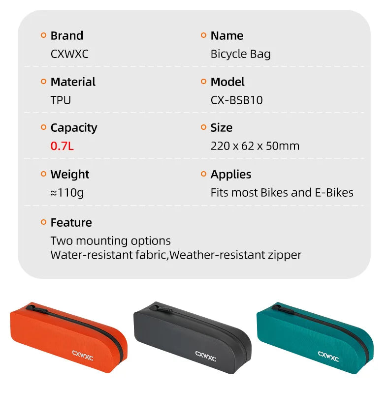 CXWXC Bicycle Magnetic Lid Top Tube Bag With Bolts Mounted & Straps Two Way Install MTB Road Bike Waterproof Front Frame Bag