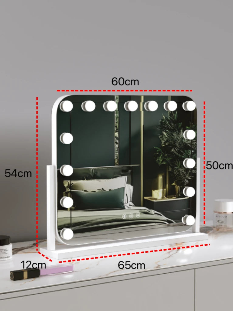 Vanity Mirror with Lights 25.59''x21.25''Makeup Mirror with Lights Touch Screen with 3 Color Lighting Dimmable for Desk Tabletop