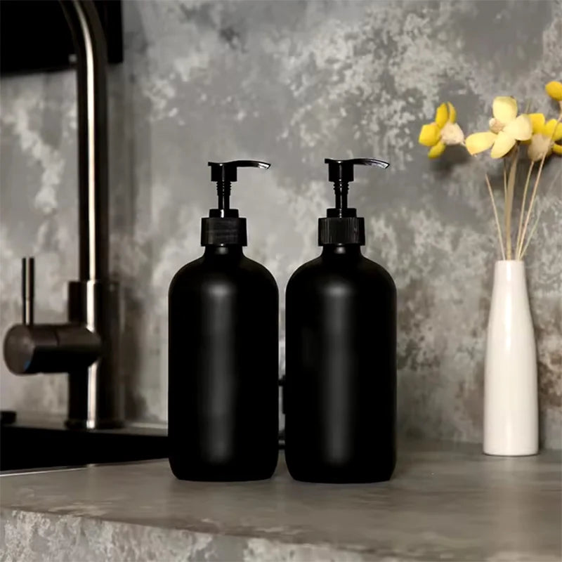 300/500ML Matte Black Liquid Soap Dispenser Refillable Shampoo Conditioner Body Lotion Container for Bathroom Supplies Hotel