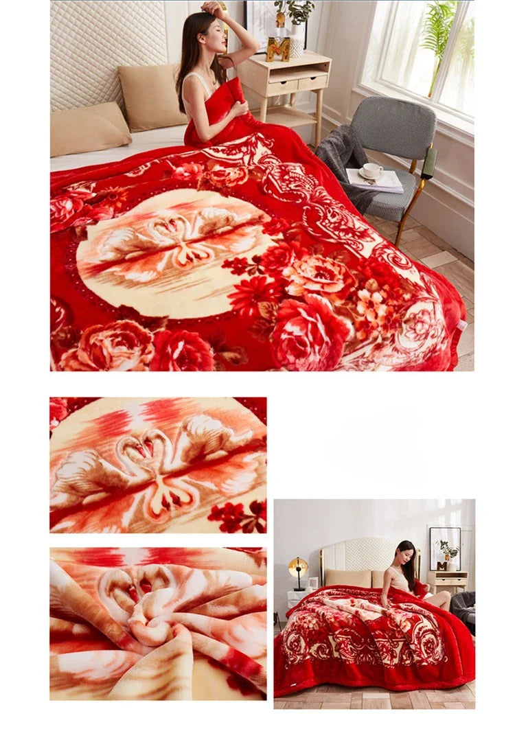 Soft Warm Weighted Blankets for Beds Thickened Quilt Duvet Soft Coral Fleece Flannel Blankets Double Side Plush Comforter Quilt