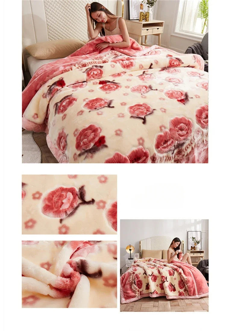 Soft Warm Weighted Blankets for Beds Thickened Quilt Duvet Soft Coral Fleece Flannel Blankets Double Side Plush Comforter Quilt