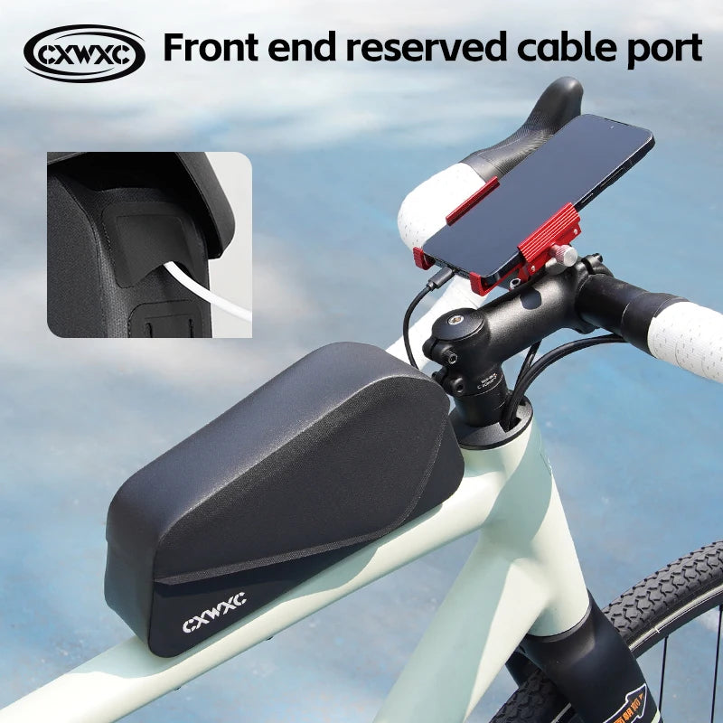 CXWXC Bicycle Magnetic Lid Top Tube Bag With Bolts Mounted & Straps Two Way Install MTB Road Bike Waterproof Front Frame Bag