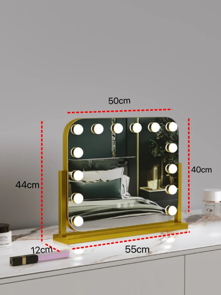 Vanity Mirror with Lights 25.59''x21.25''Makeup Mirror with Lights Touch Screen with 3 Color Lighting Dimmable for Desk Tabletop