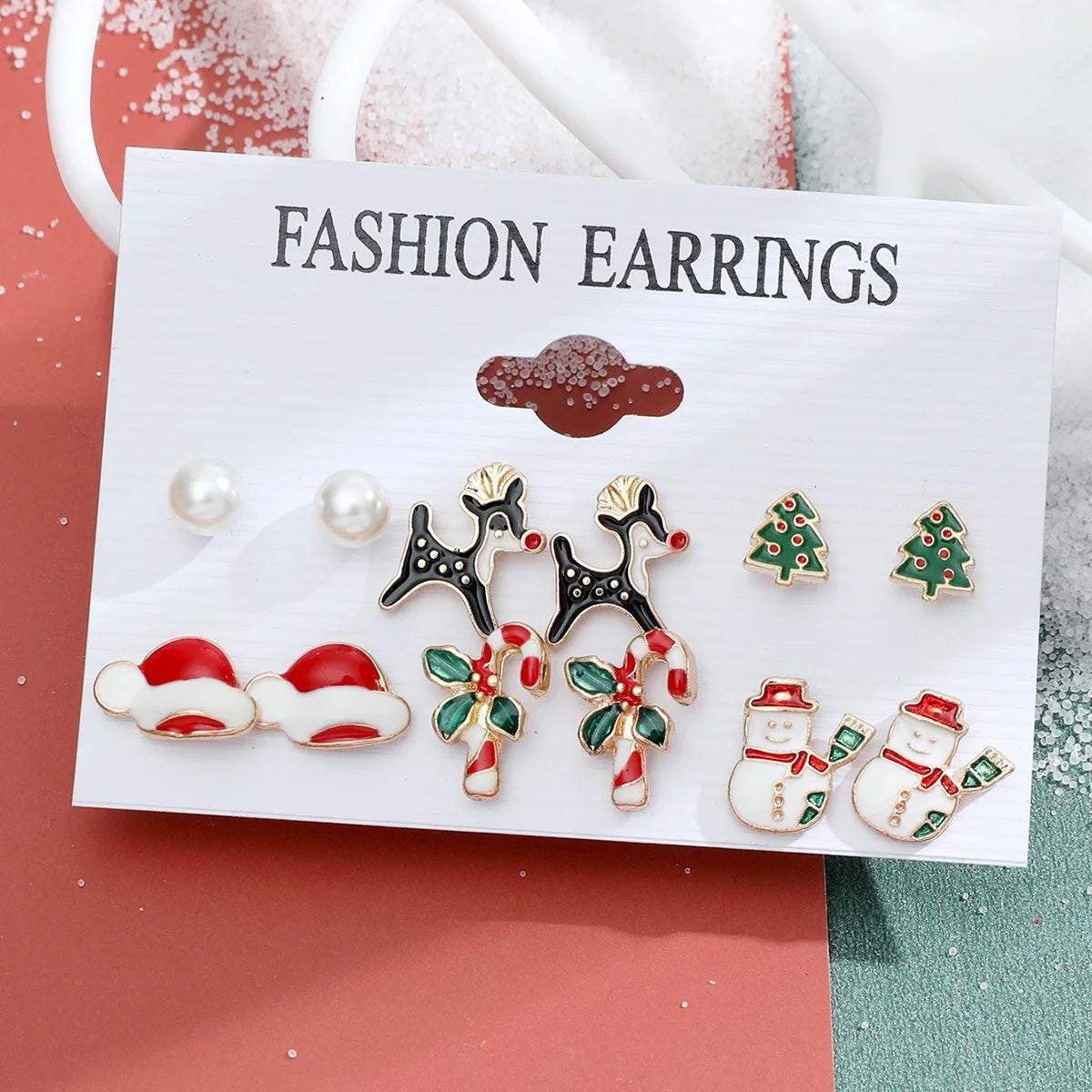 6 Pairs Christmas Earrings Xmas Tree Elk Snowman Santa Claus Cute Ear Stud Dangle Earrings Christmas Gifts For Women Girls Kids