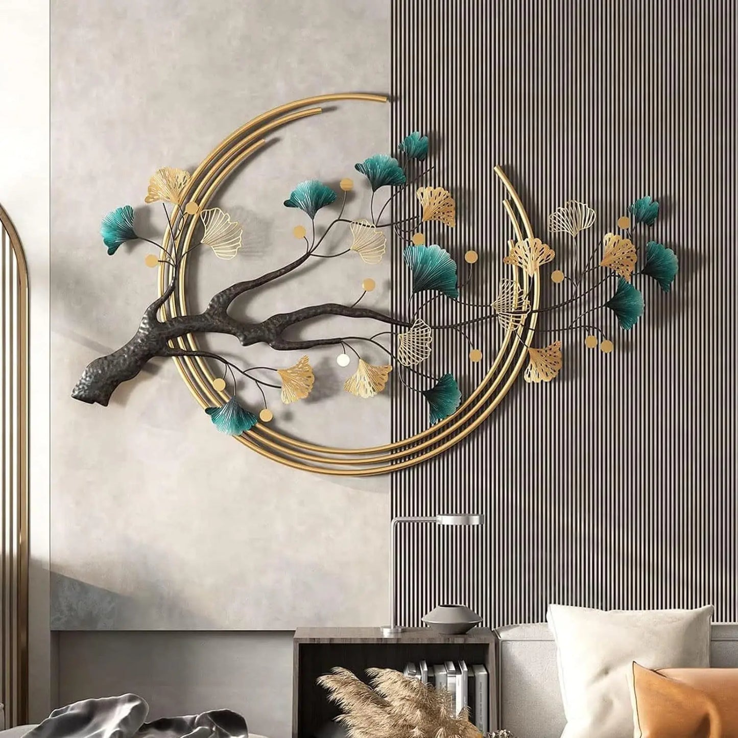 Creative Living Room TV Background 3D Leaf Metal Art Decor Bedroom Restaurant Modern Simplicity Room Decoration Accessories G