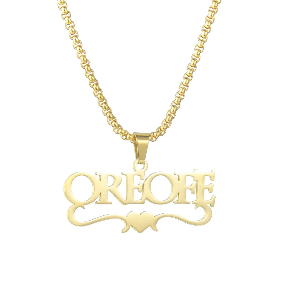 Royal Elegance: Custom Stainless Steel Name Necklace with Crown Pendant & Thick Chain