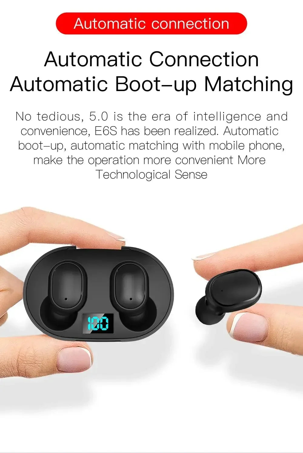 E6S Wireless  Noise Cancelling Bluetooth Earphones With Microphone
