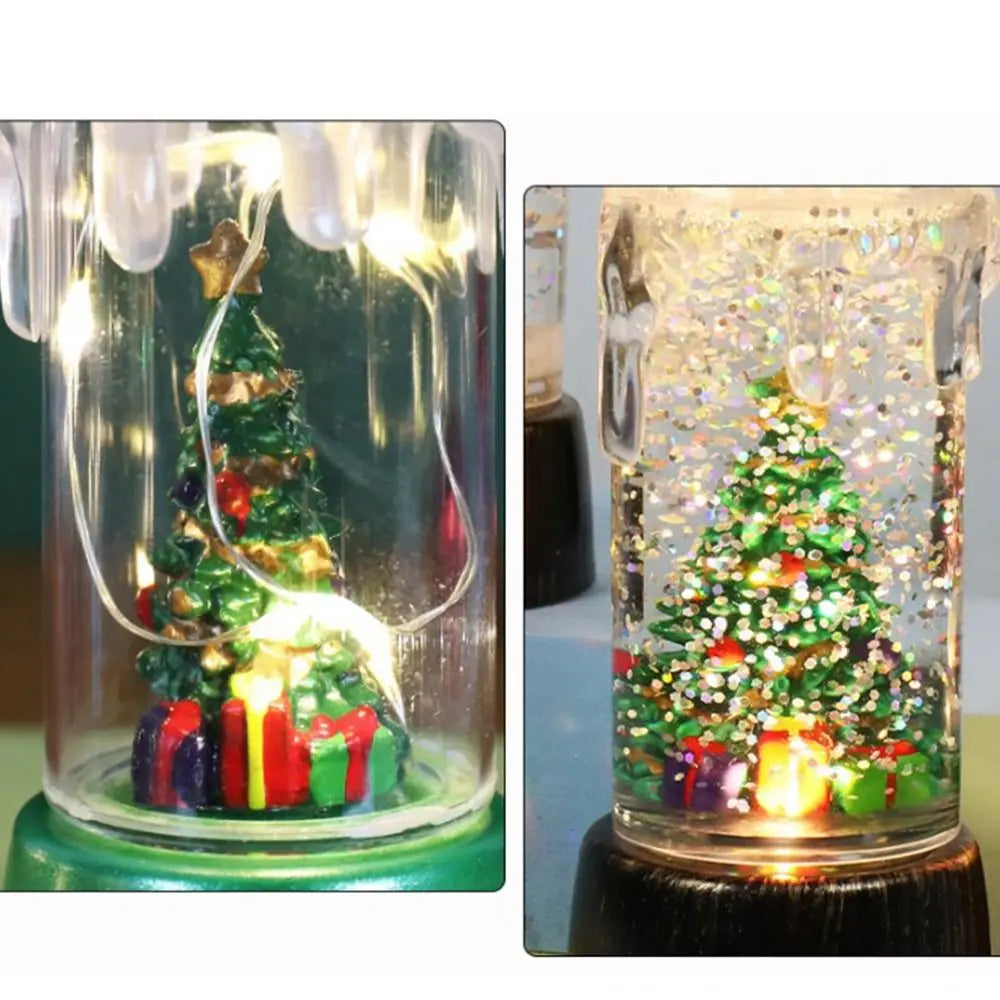 Glowing Christmas Desktop Decoration Lantern Snowman Santa Claus Christmas Snow Globe Lamp Battery Operated Night Lights