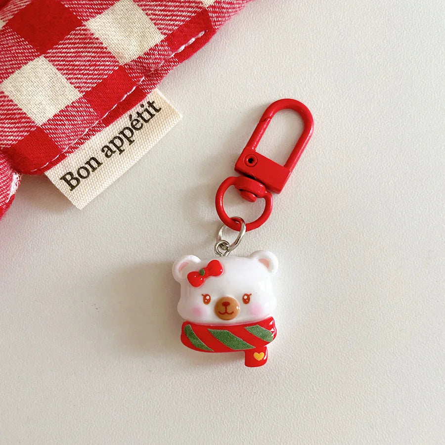 Cute Santa Claus Keychains Enamel Christmas Tree Wreath Keyrings Festival Gifts for Women Men Handbag Pendants