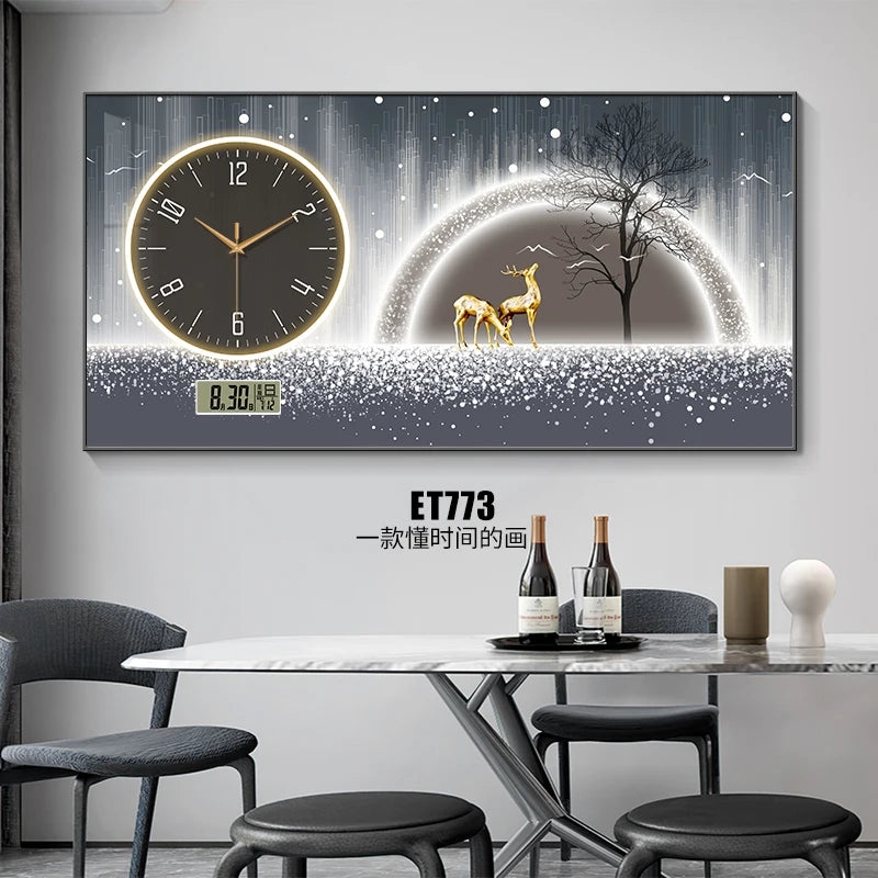 Modern light luxury perpetual calendar electronic clock wall clock living room decorative painting table wall clock