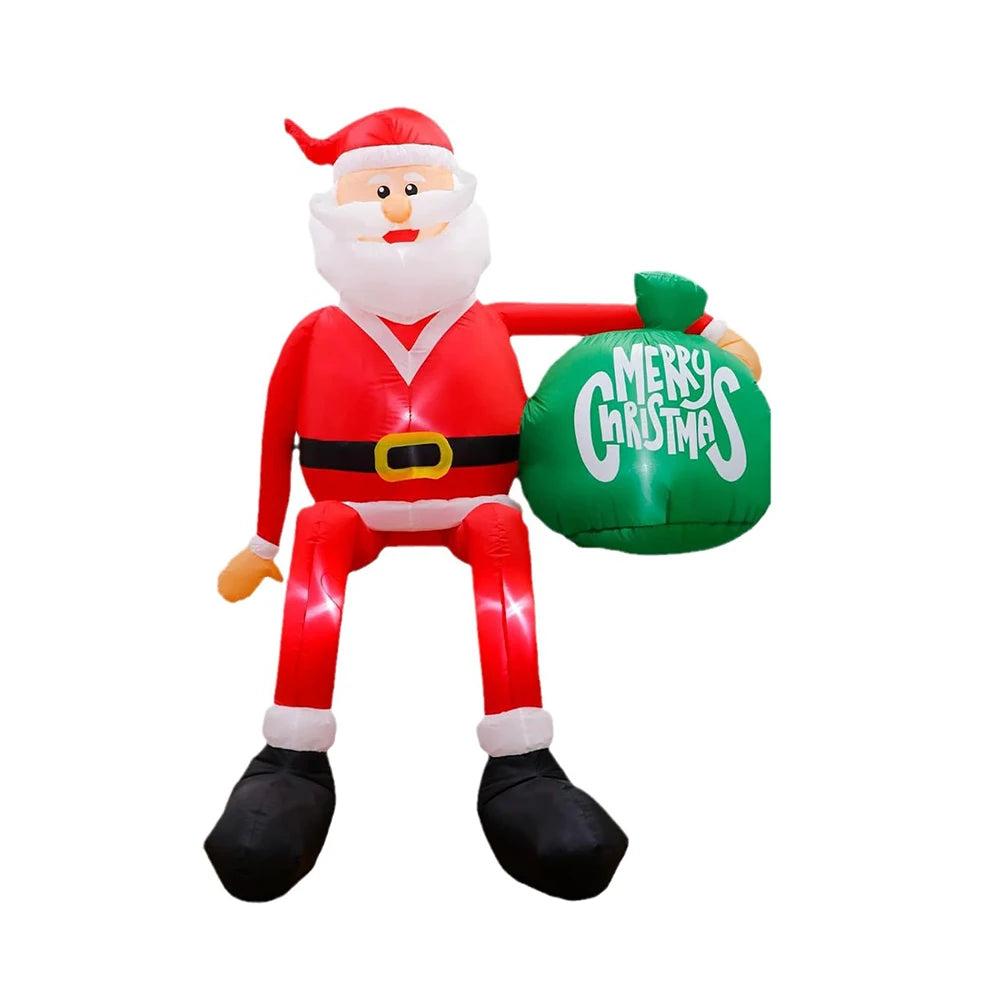 NEW 8FT Inflatables Christmas Santa Hold Present Bag Outdoor Decorations with LED,Christmas Blow Up Outdoor Yard Xmas Decoration