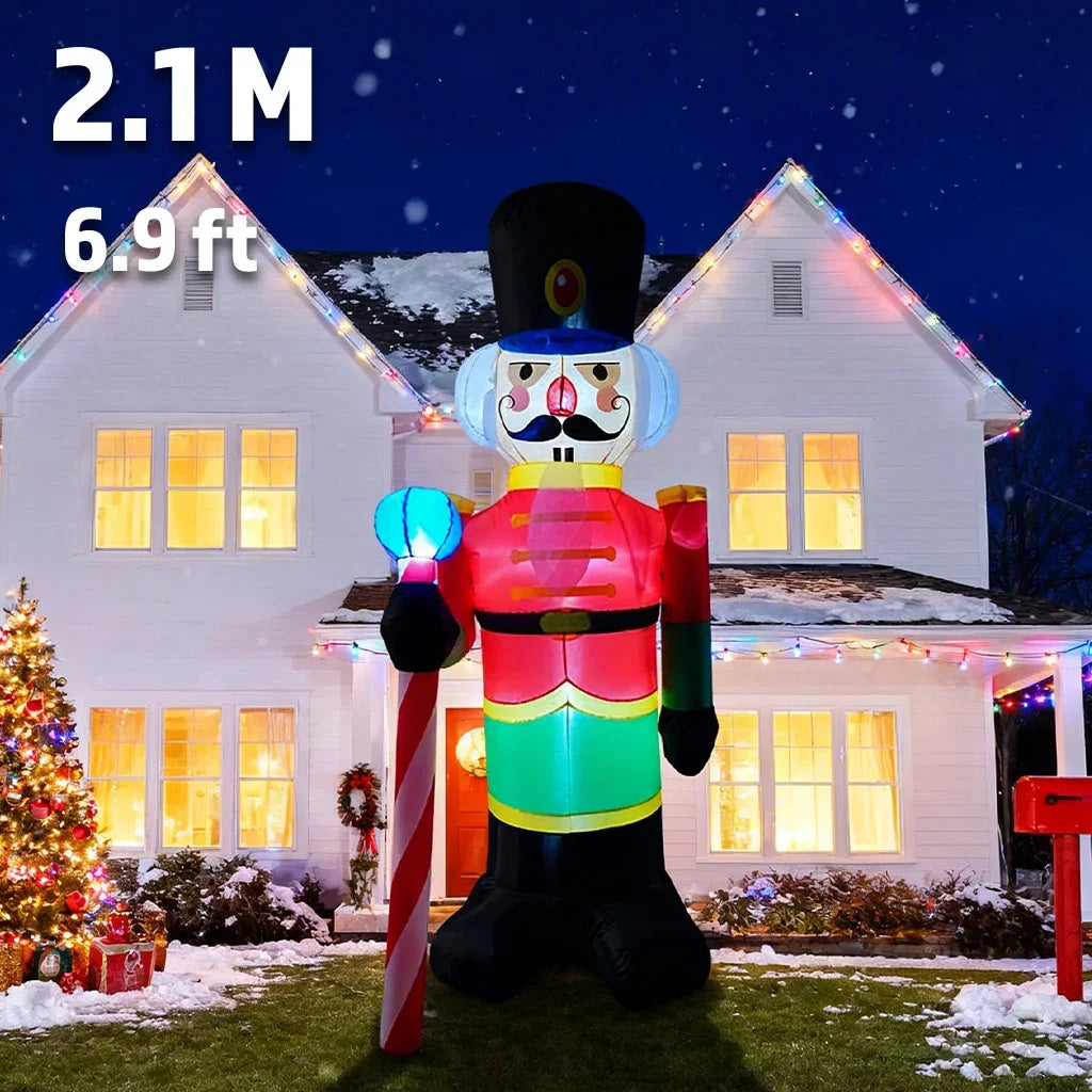 6FT Movable Head Bear Santa Christmas Inflatable Yard Outdoor Decorations with LED Light Blow Up Home Outdoor Holiday Decor
