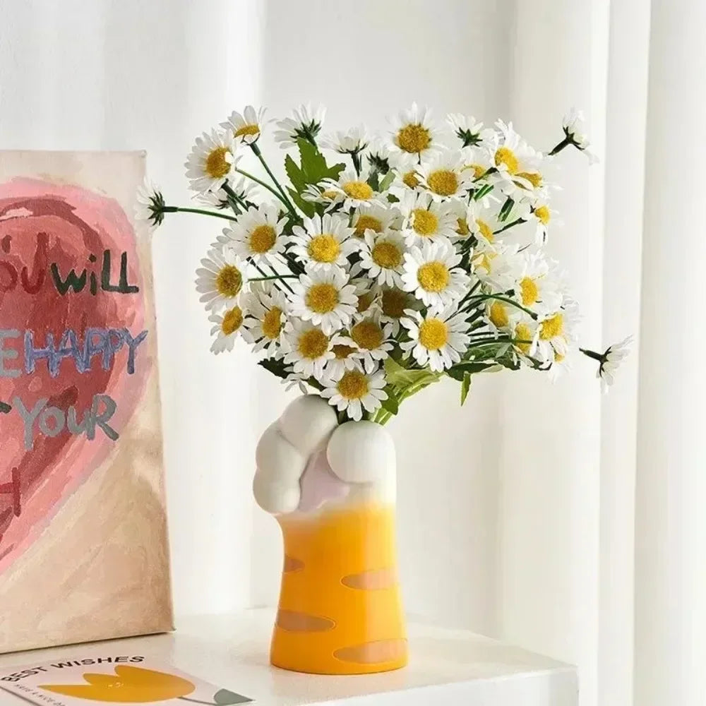 Vase Cat Claw Resin Craft Flower Pot Modern Desktop Cat Paw Ornaments Home Decoration Multifunction Simple Creative Cartoon Vase