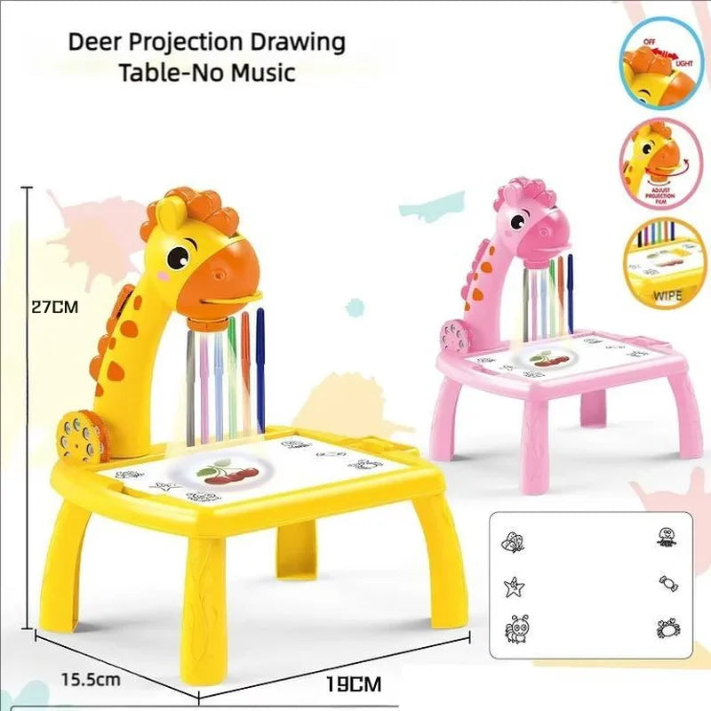 Children led projector drawing table toy painting set table educational board learning tools painting toys for children