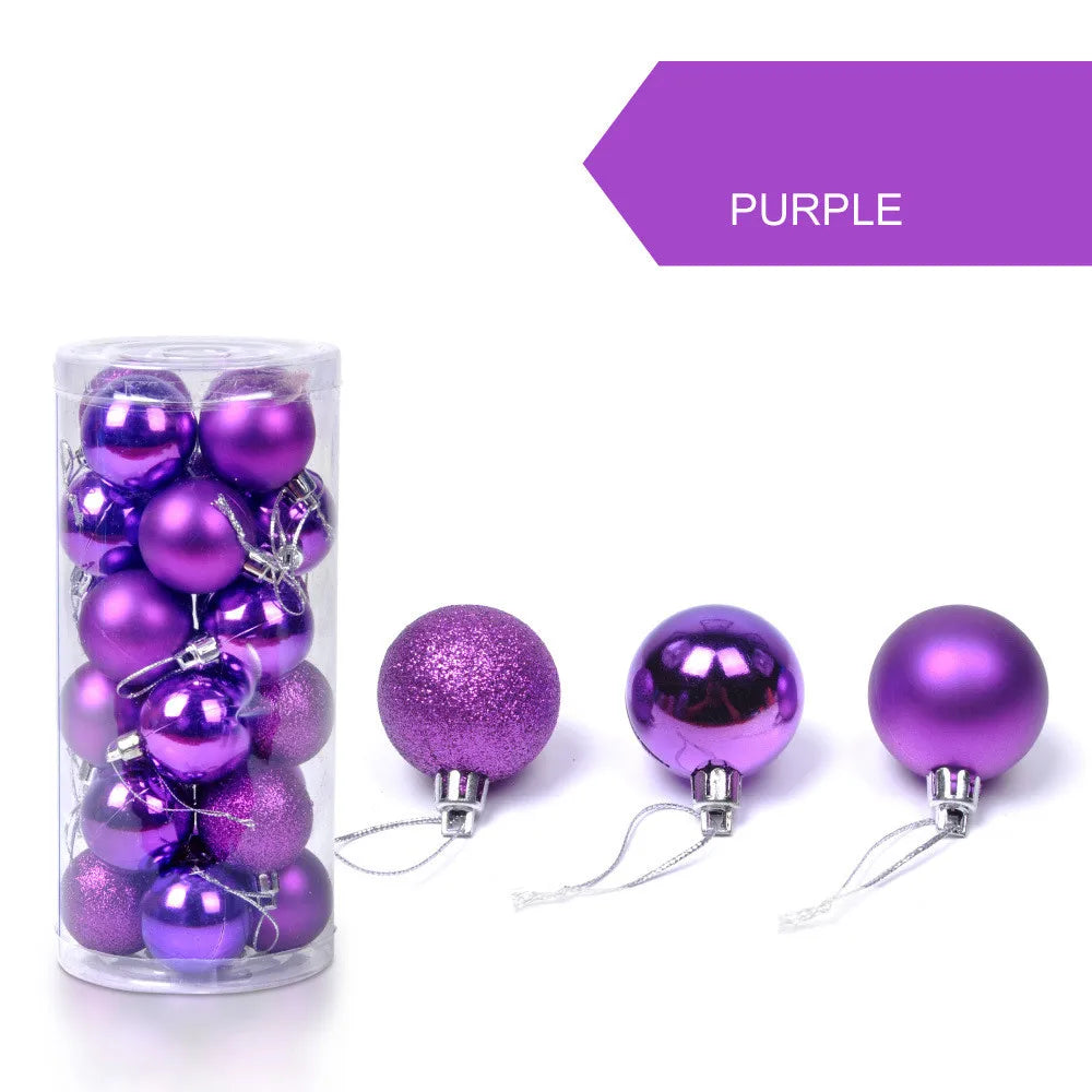 24pcs 3cm Glitter Christmas Ball Ornament Hanging Bauble Ball Gold Pink Champagne Christmas Tree Decorations New Year Gift