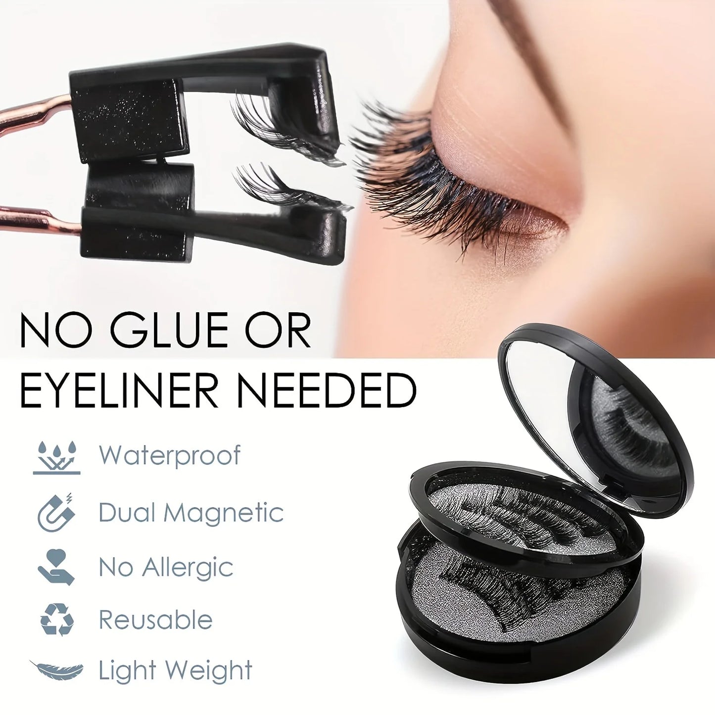 Magnetic Eyelash Kit – 8PCS Reusable Natural Lashes + Tools