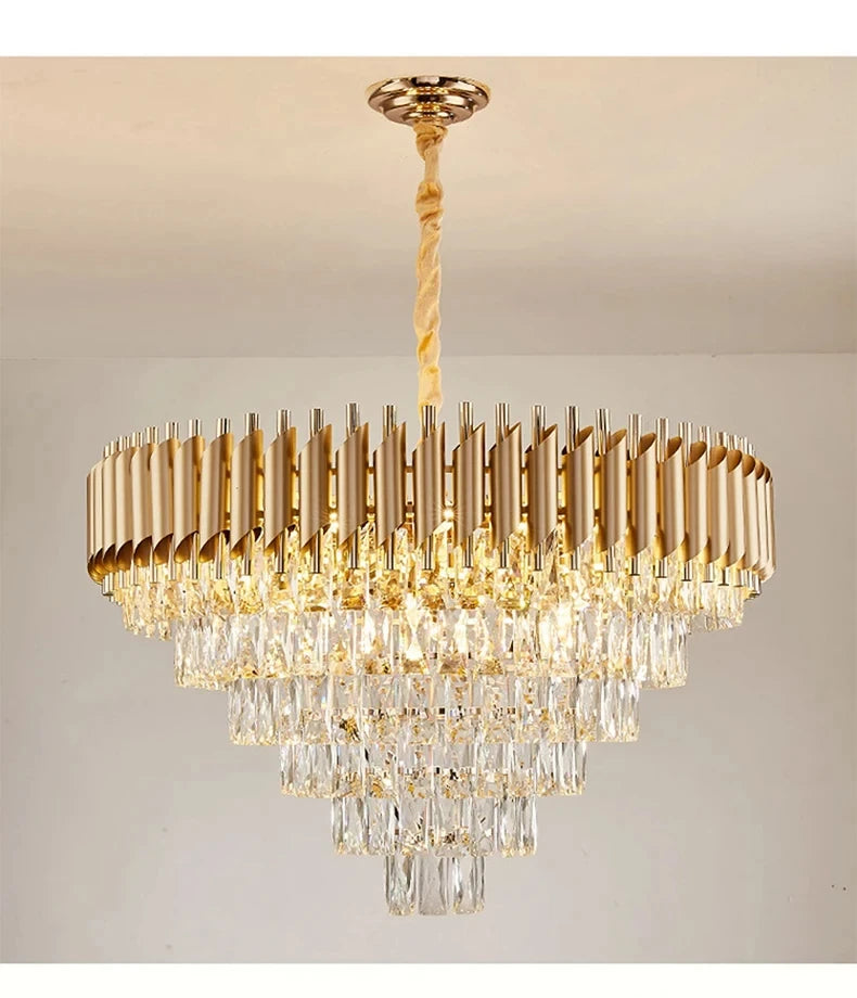 Villa Luxury Living Room Chandelier K9 Crystal Restaurant Pendant Lights Modern Ceiling Chandelier Dining Table Indoor Home Lamp