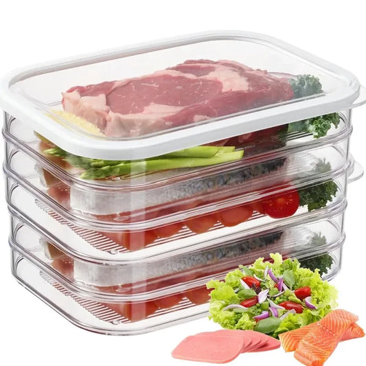 Multi-purpose Food Storage Container With Lid Stackable Meat Cheese Fresh-Keeping Organizer Box Home Kitchen Fridge Containers