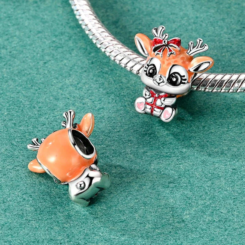 Ladies' Christmas Bead Pendant 925 Pure Silver Snowman Santa Claus Suitable Original Bracelet Exquisite DIY Jewelry Gift