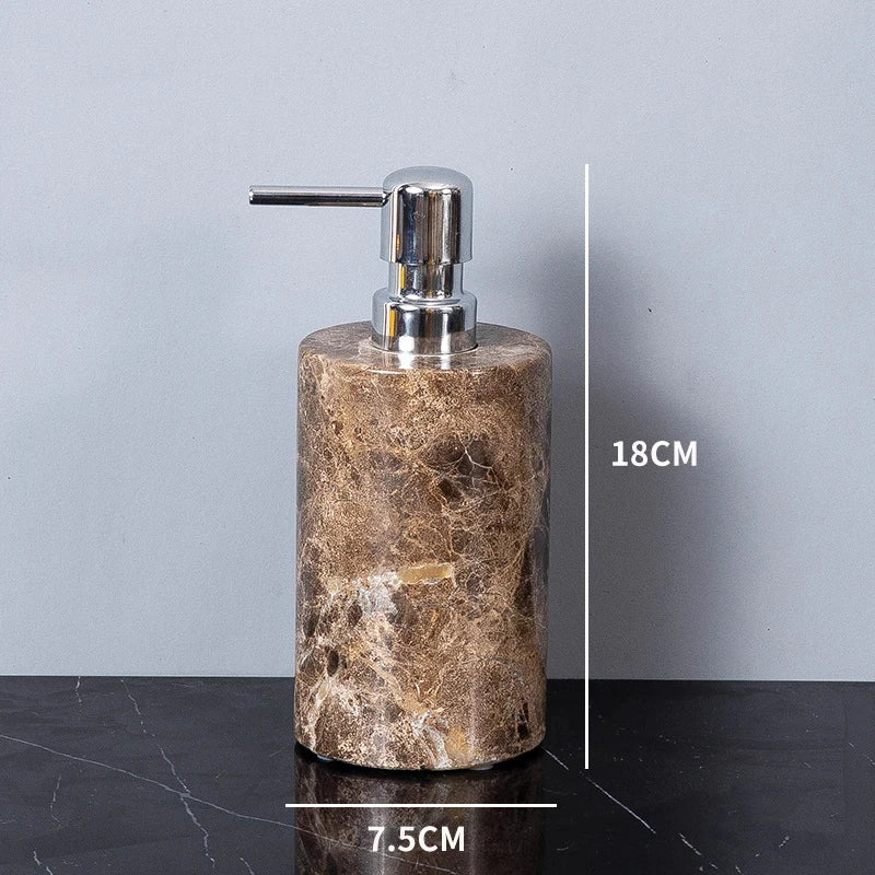 Emperador Dark Natural Marble Bathroom Set Brown Luxury Toothbrush Holder Soap Dish Soap Dispenser Bathroom Accessories