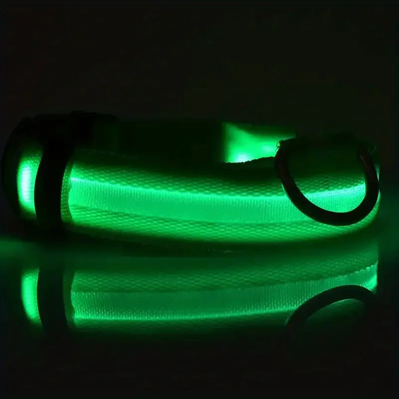 LumiStride™ Illuminated Pet Leash &amp; Collar Set – Luxury Nylon LED Night Safety Duo