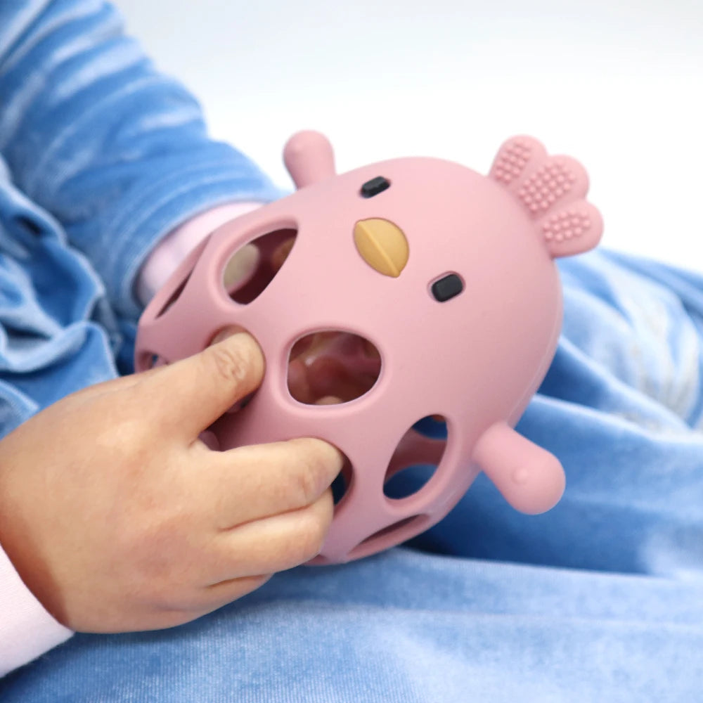 Baby Teether Gloves – Cartoon Chick Silicone Teething Toy for Dental Care & Gum Relief
