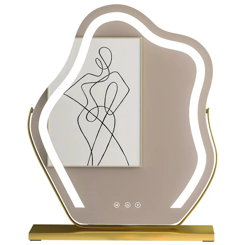 Cloud Shape vanity Mirror with Lights LED Makeup Mirror with Dimmable 3 Modes Touch Screen Control White 360-Degree Rotation