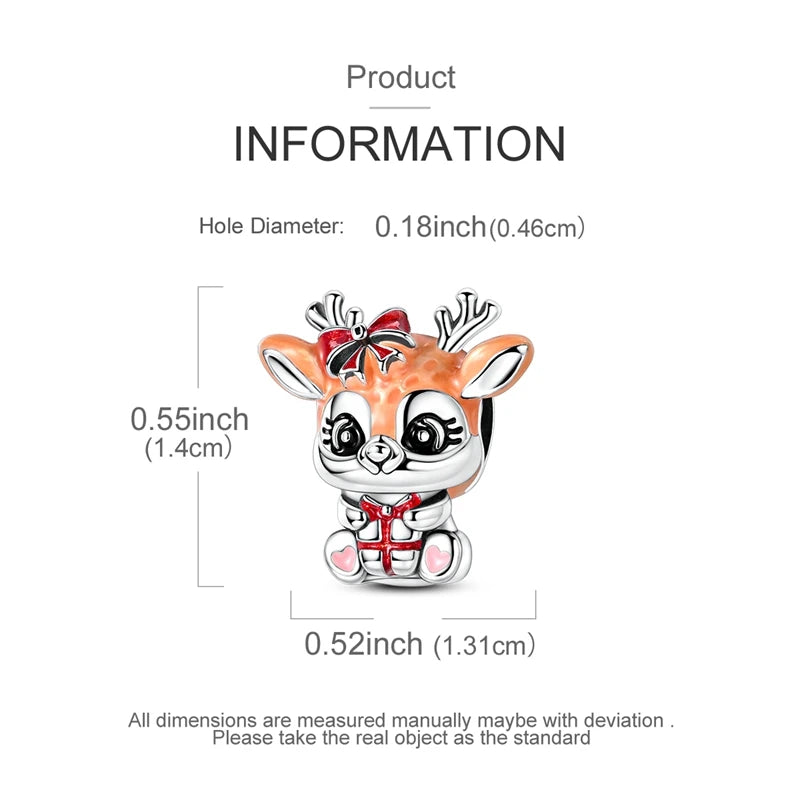 Ladies' Christmas Bead Pendant 925 Pure Silver Snowman Santa Claus Suitable Original Bracelet Exquisite DIY Jewelry Gift