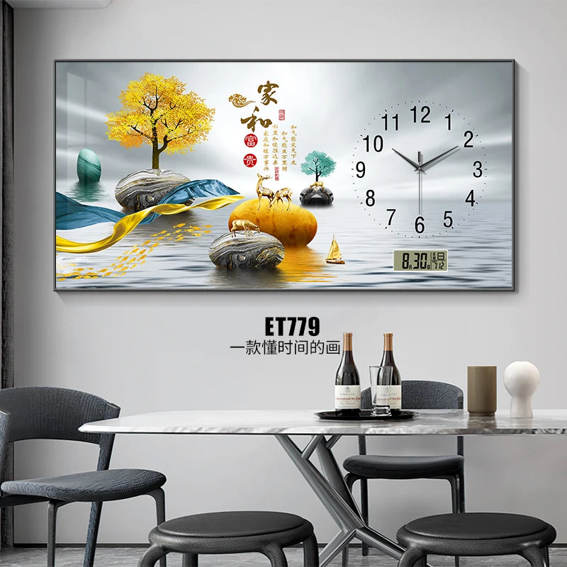 Modern light luxury perpetual calendar electronic clock wall clock living room decorative painting table wall clock