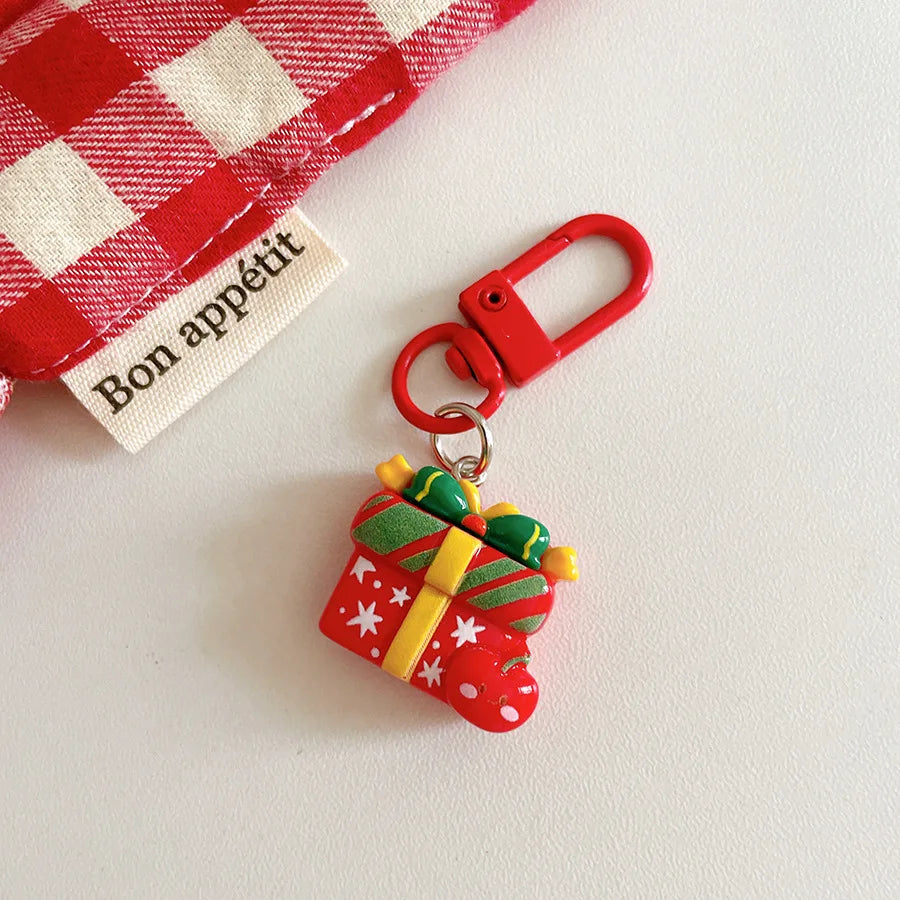 Cute Santa Claus Keychains Enamel Christmas Tree Wreath Keyrings Festival Gifts for Women Men Handbag Pendants