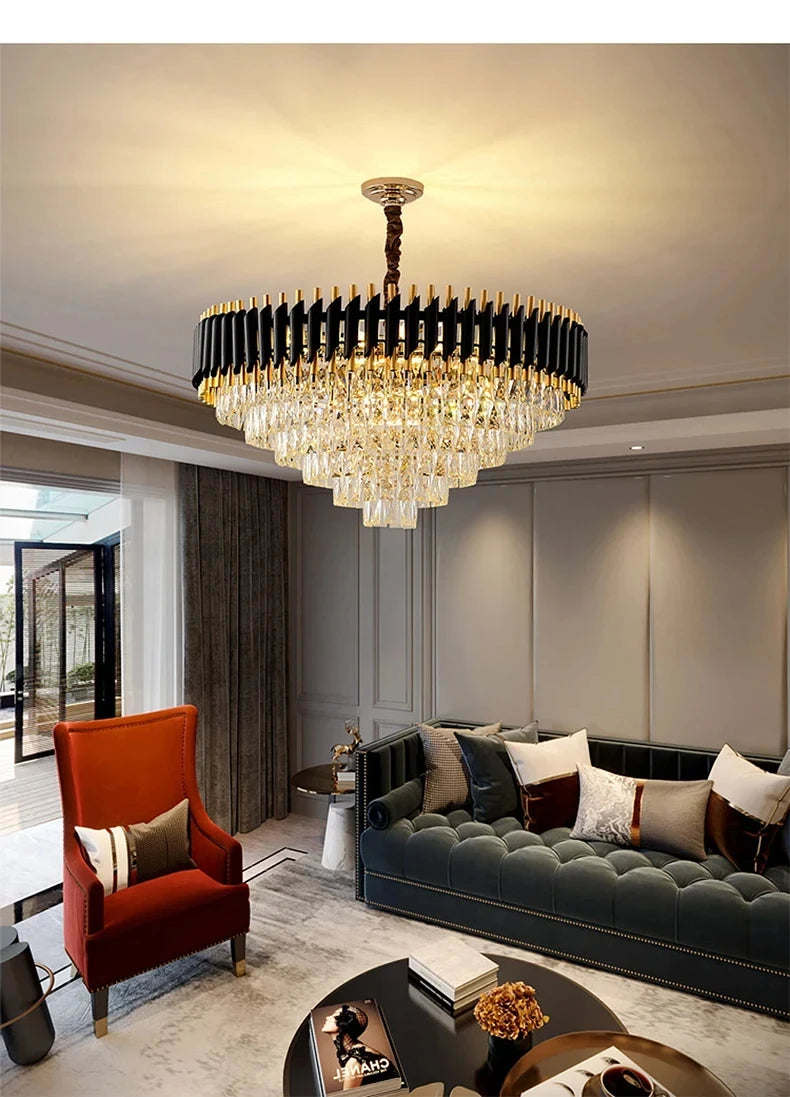 Villa Luxury Living Room Chandelier K9 Crystal Restaurant Pendant Lights Modern Ceiling Chandelier Dining Table Indoor Home Lamp