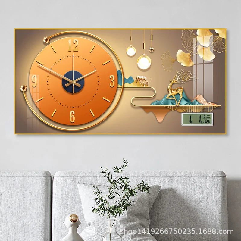 Simple modern fashion aluminum wall clock clock with temperature calendar clock