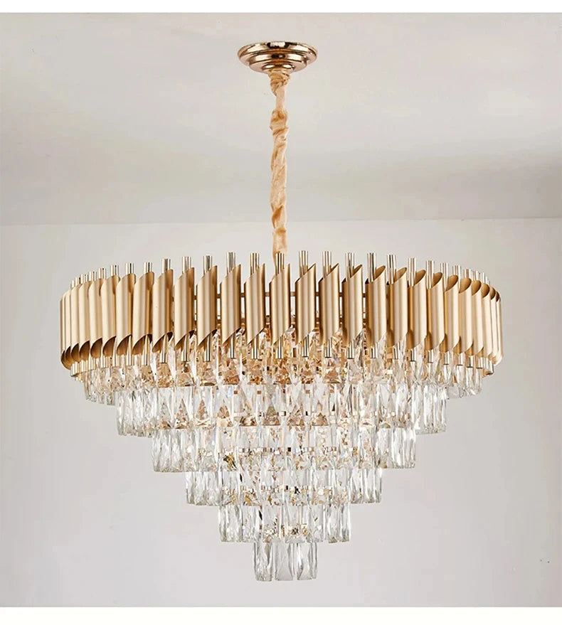 Villa Luxury Living Room Chandelier K9 Crystal Restaurant Pendant Lights Modern Ceiling Chandelier Dining Table Indoor Home Lamp