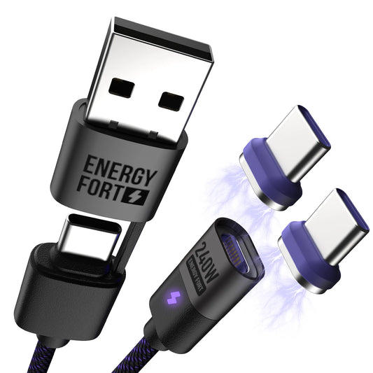 Magnetic Phone Charger Magnetic USB C Charging Cable 480Mbps Data Transfer Nylon Braided Cord for Type-C Micro USB iPhone