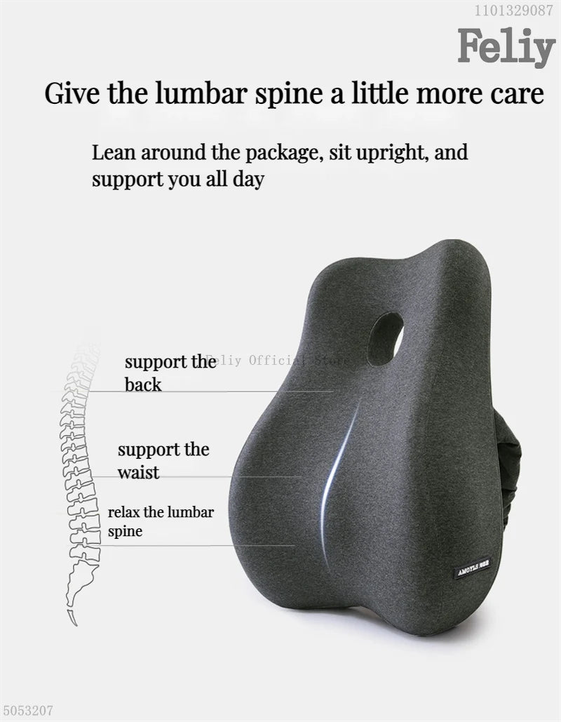 Memory Foam Car Seat Support Waist Cushion Massage Lumbar Orthopedic Pillow Office Chair Buttock Cushion Pain Relief Pillow Sets