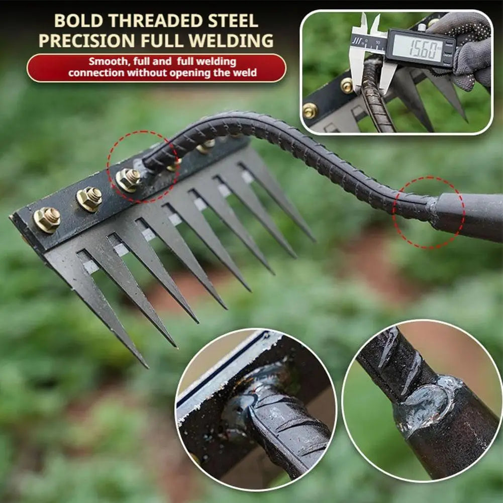5/6/7/8 Teeth Garden Hand Rake Farm Tool Weeding Scarifier Agricultural Nail Harrow Metal Harrow Garden WeedingTool