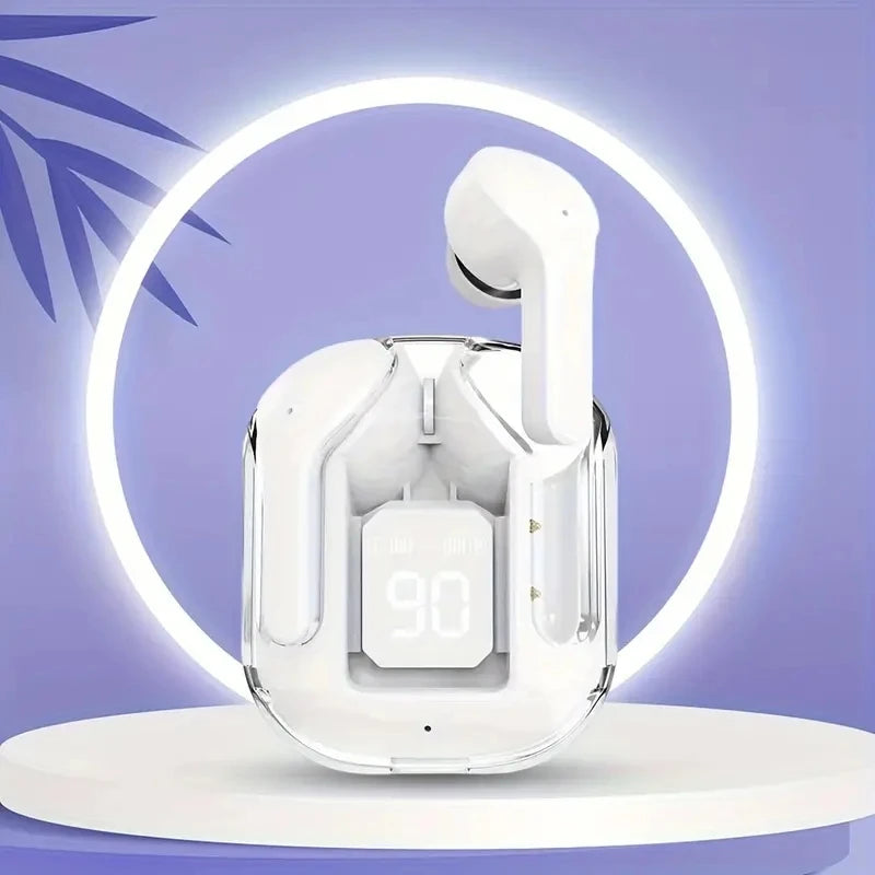 T2 Transparent Bluetooth Earbuds – HiFi Sound with LED Power Display