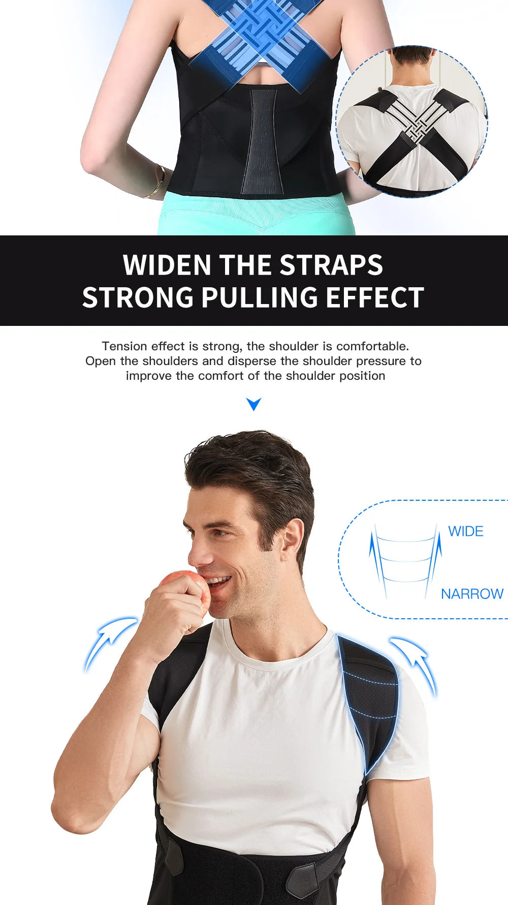 Adjustable Back Posture Corrector Belt Women Men Prevent Slouching Relieve Pain Posture Corrector